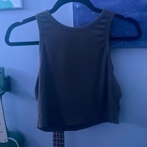 Cropped muscle t, brown, medium